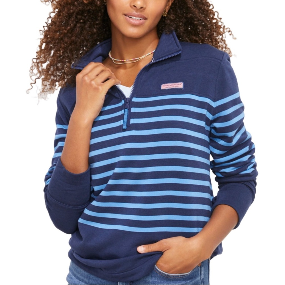 NWT Vineyard Vines WOMENS DREAMCLOTH RELAXED SHEP QUARTER ZIP PULLOVER XS